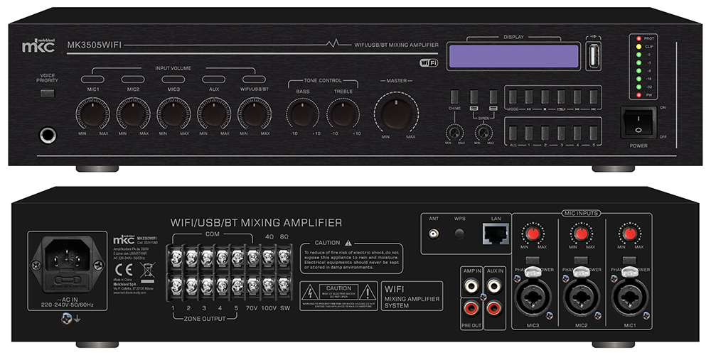 350W PA Amplifier with 5 Zones and USB/BT/WI-FI, model MK3505WIFI