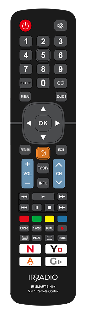 Telecomando dedicato 5 in 1 per TV LCD/LED SAMSUNG, LG, PHILIPS, SONY, PANASONIC, Mod. IR-SMART 5IN1+