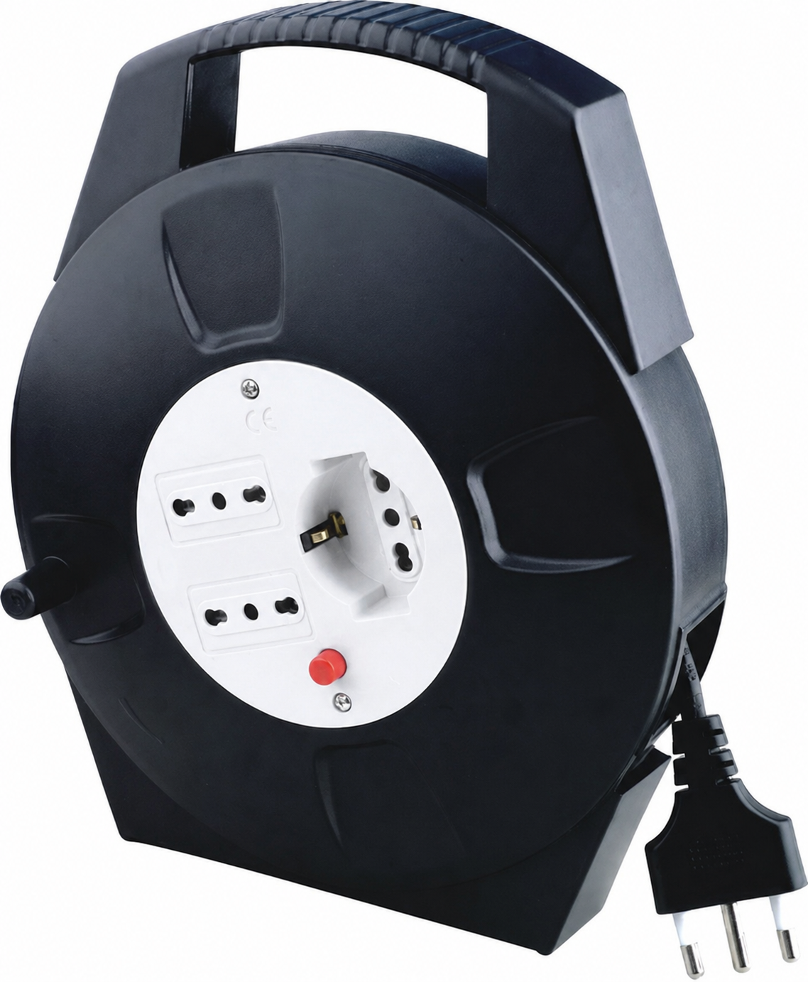 8m cable reel with two 10/16A dual-pin sockets + one 10/16A dual-pin Schuko socket with a 16A 2P+E Italian plug