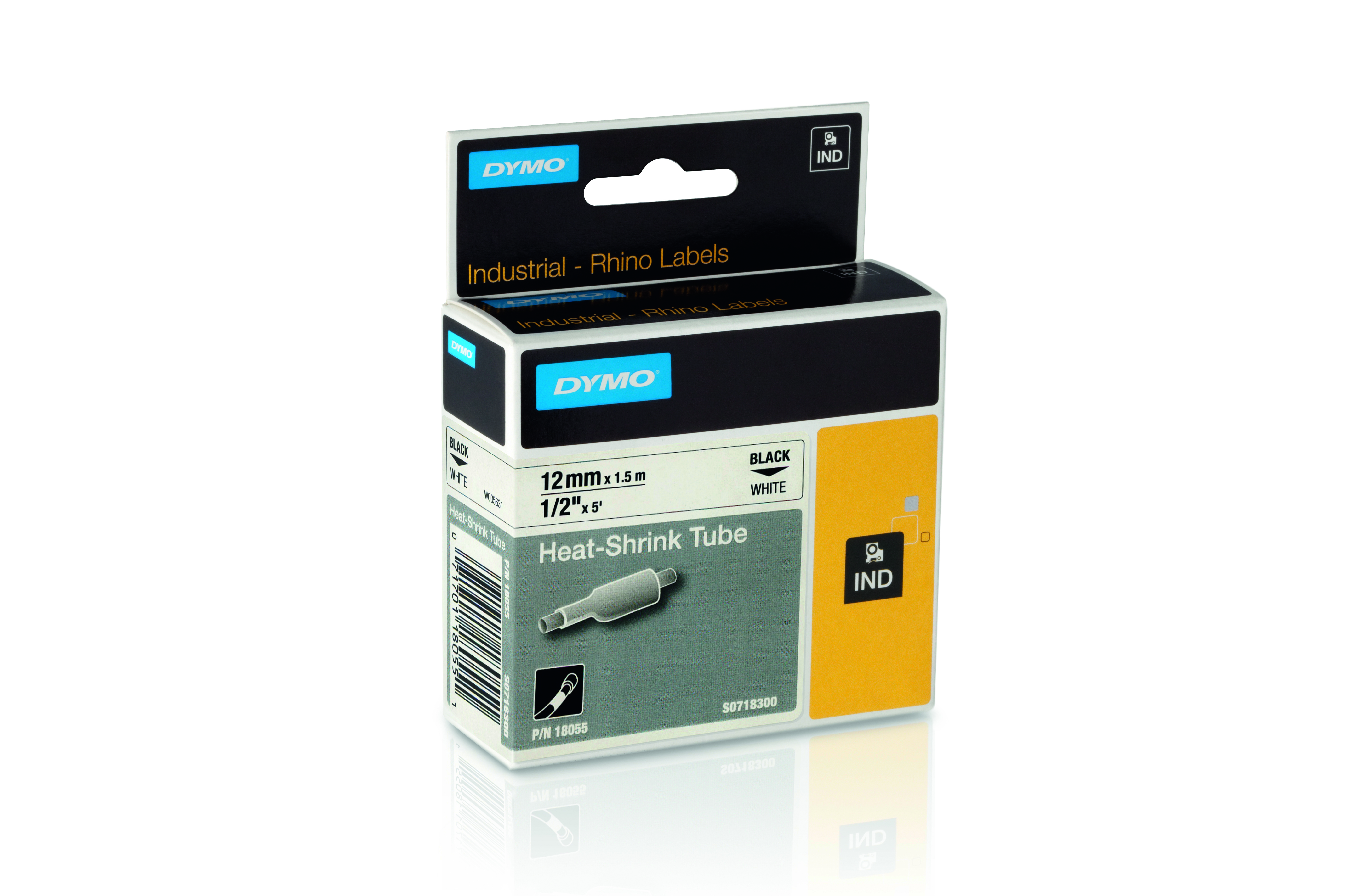 DYMO 470004166 Rhino Termo Restringente Nero su Bianco - 12mm x 1,5m