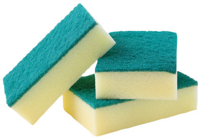 10 pezzi spugna con paglietta abrasiva verde, 6"X4"