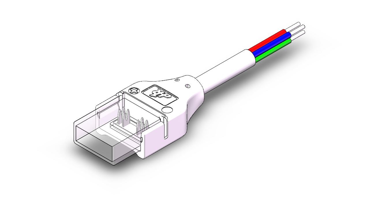 Connettore waterproof strip - cavo, 10mm RGB, 4 pin IP65 (cavo 15mm incluso)