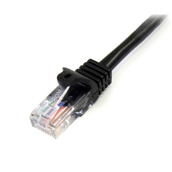 Startech.com 45PAT2MBK 2 m Black Cat5e Snagless RJ45 UTP Patch Cable - 2m Patch Cord - Ethernet Patch Cable - RJ45 Male to Male Cat 5e Cable (45PAT2MBK)