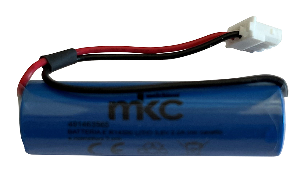 BATTERIA ER14500 LITIO 3,6V - 2,2A, con cavetto e connettore 3 poli - MKC