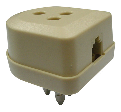 Adattatore telefonico Spina/Presa tripolare con Presa modulare 6/4