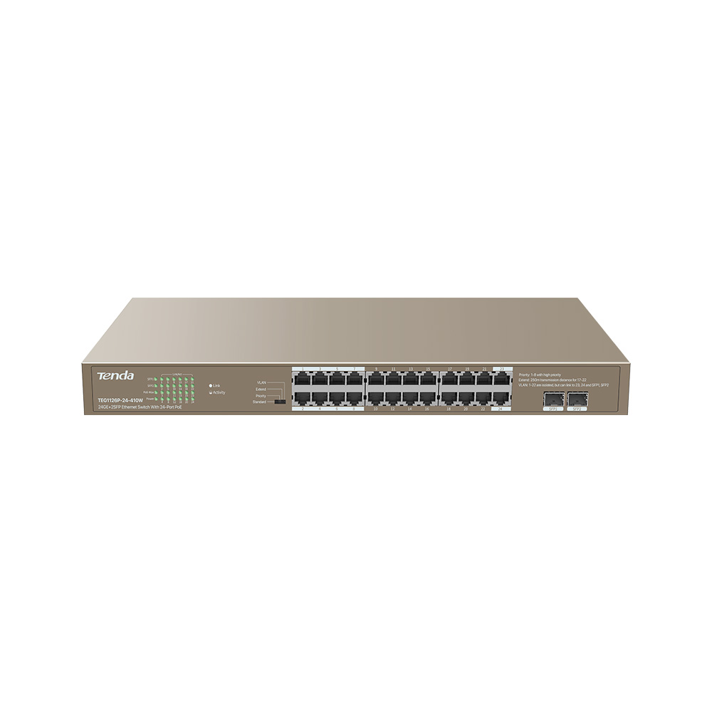 TEG1126P-24-410W - Switch 24GE+2SFP Ethernet Switch con 24-Port PoE