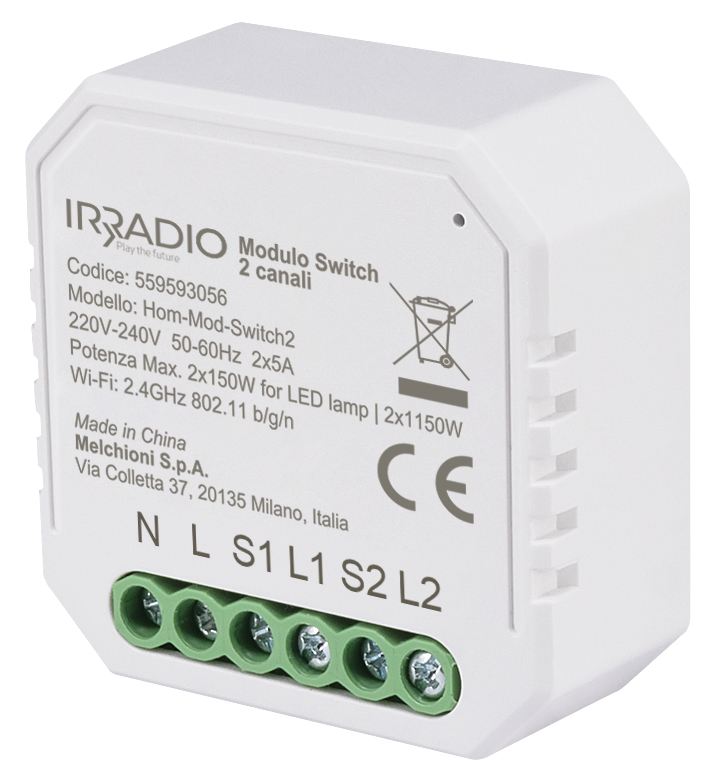 Dual Switch Module WiFi Dual Switch Module 10A 2-Channel Flush Mount | Melchioni Ready