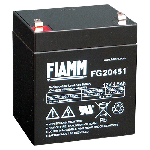 12V 4.5Ah rechargeable lead-acid battery with 4.8mm Faston terminal FIAMM