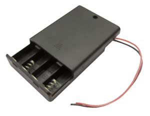 Portabatterie Chiuso Per 4 Ministilo Con Fili E Interruttore On/Off PIL/37-C