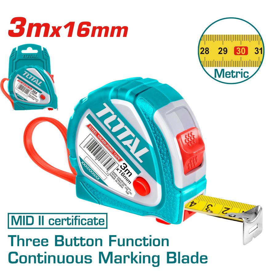 Flessometro - 3m*16mm - Industrial TMT126031ME