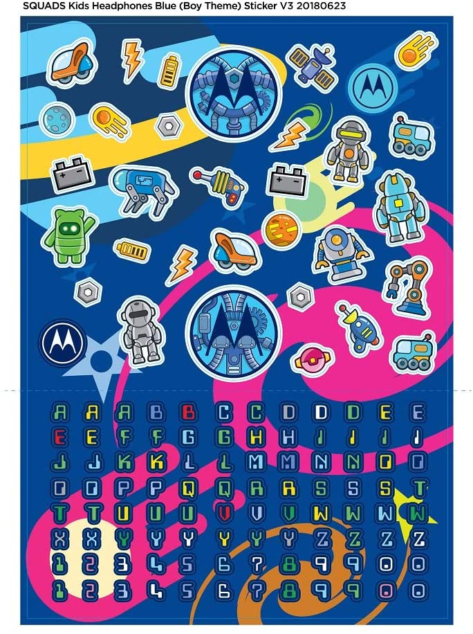 Wired stereo headphones with volume limiter, Model Squads 200 blue