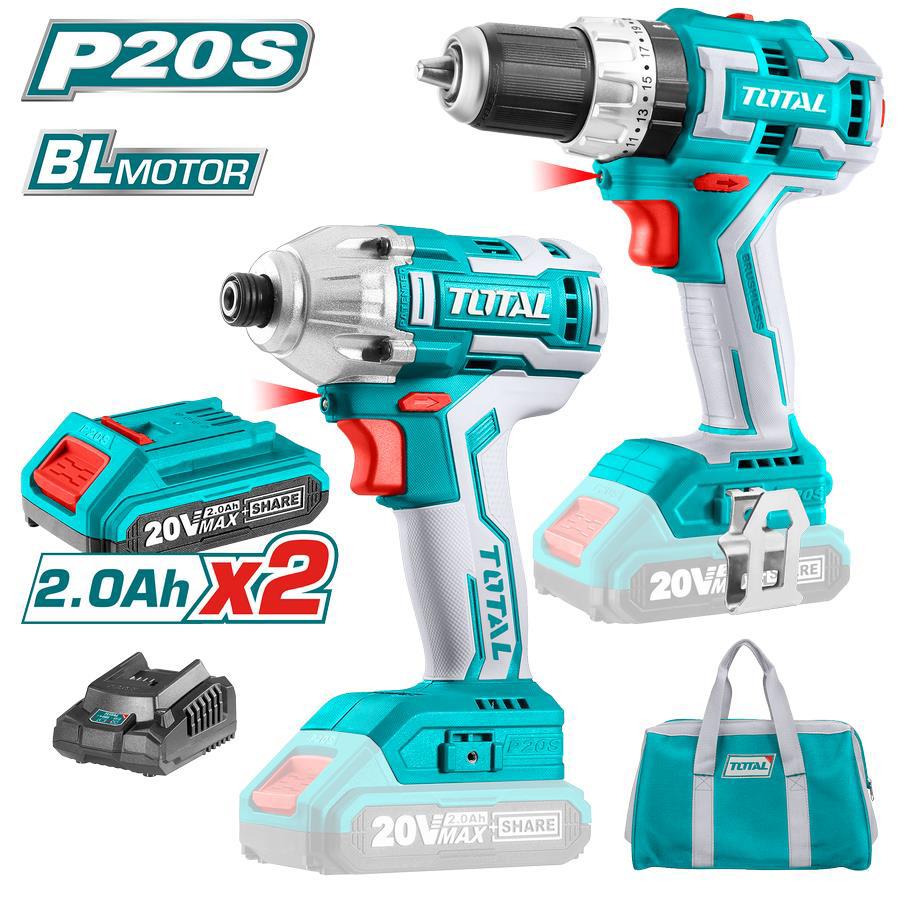 Trapano + Avvitatore a Impulsi con 2 Batterie One Battery TCKLI2006