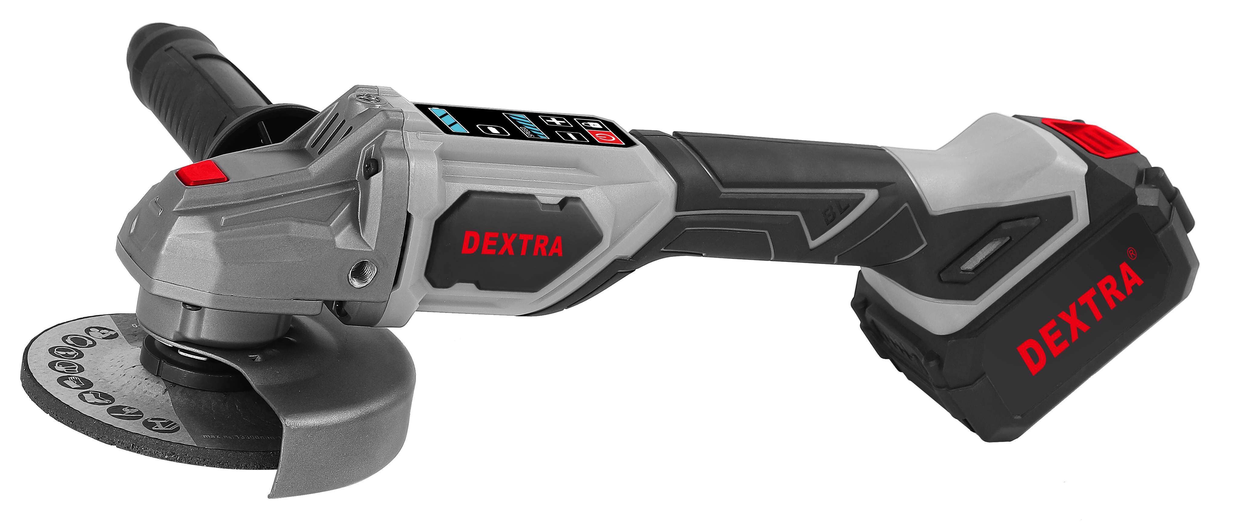 20V brushless angle grinder, 125 mm, with adjustable speed 2,500–11,500 rpm DEXTRA