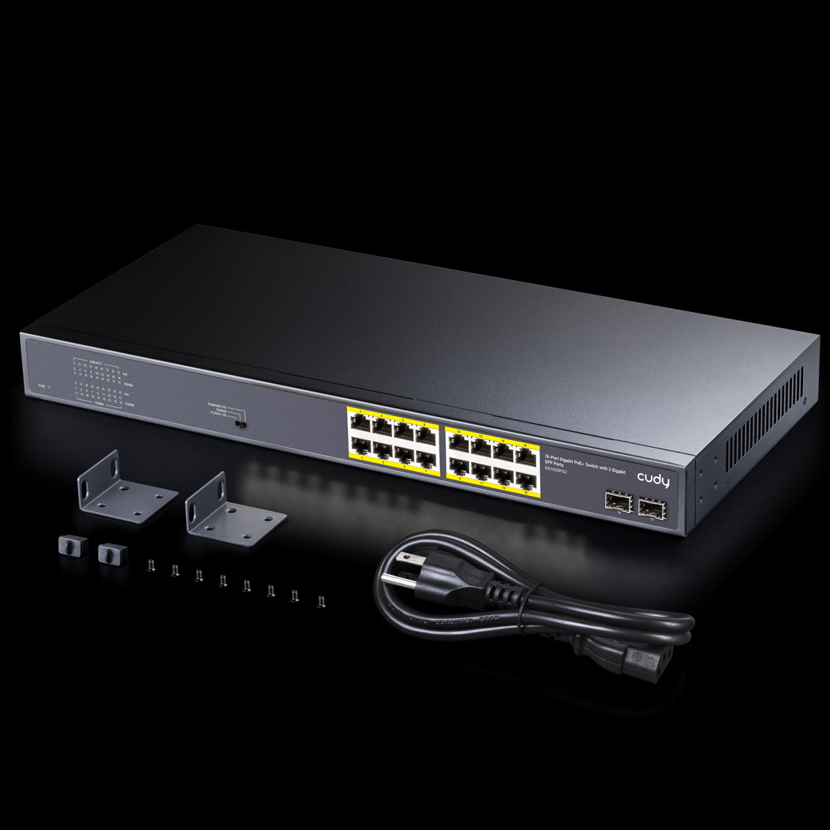 GS1020PS2 - 16-Port Gigabit PoE+ Switch with 2 Gigabit SFP ports 200W