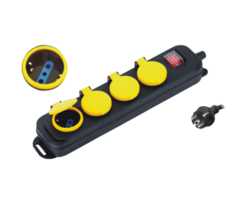 MKC 492517134 Black outside ip44 multisocket n°4 socket schuko/10a