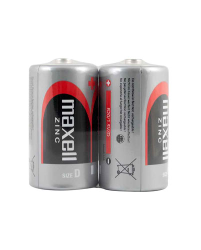 Batteria D zinco carbone MAXELL 2pc shrink R20