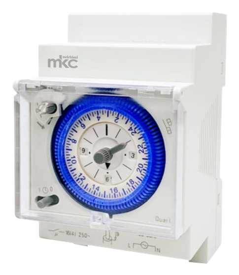 MKTI-1020 - Timer meccanico giornaliero industriale su guida DIN a 3 moduli