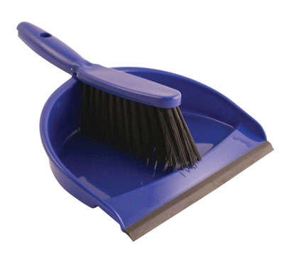 Set paletta e scopina, a setole dure, in plastica gialla