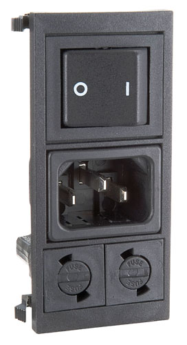 492518267 Tripolar Mains plug 10 a for panel with dual Fuse holder and Switch
