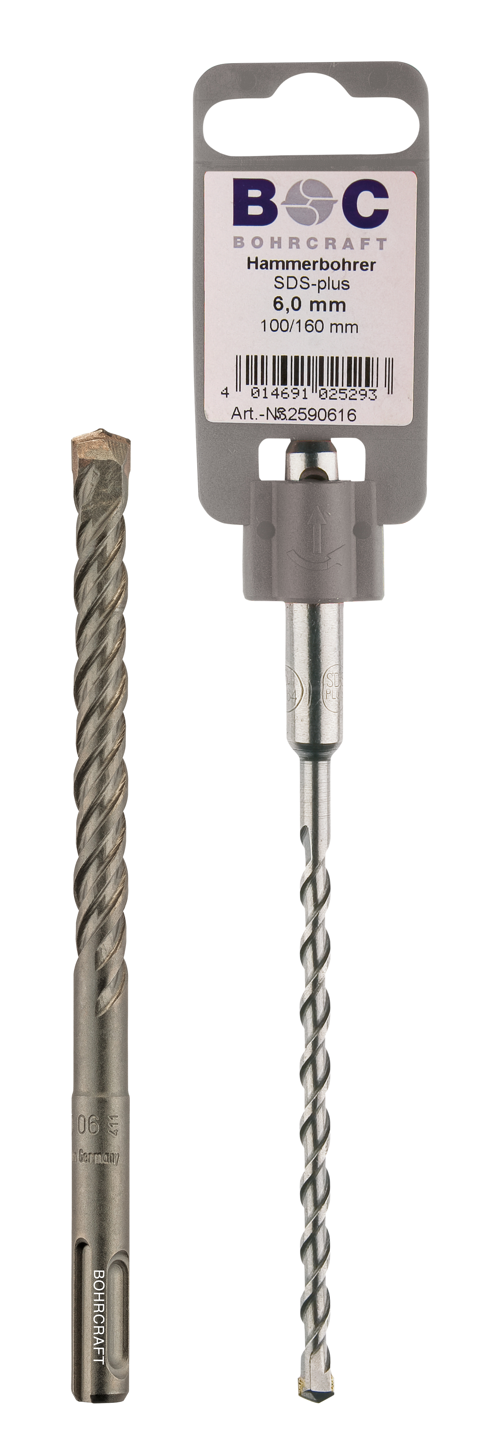 BOHRCRAFT 26100512031 Punta per martelli con inserti MD, attacco SDS-PLUS 4 eliche ø 12,0 mm L=310 mm L2=250 mm conf. 1 pz