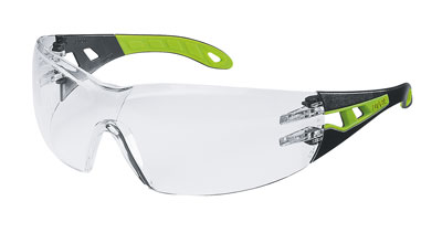 Pheos Spectacle glasses, black/green frame, clear lenses