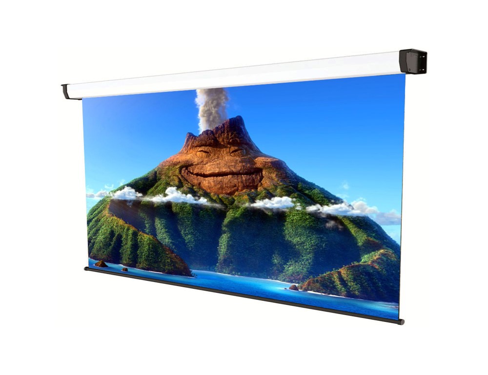 Manual Screen Platinum Series 300x170cm with white fabric and black back, 16:9 format, Model 3302PLRN