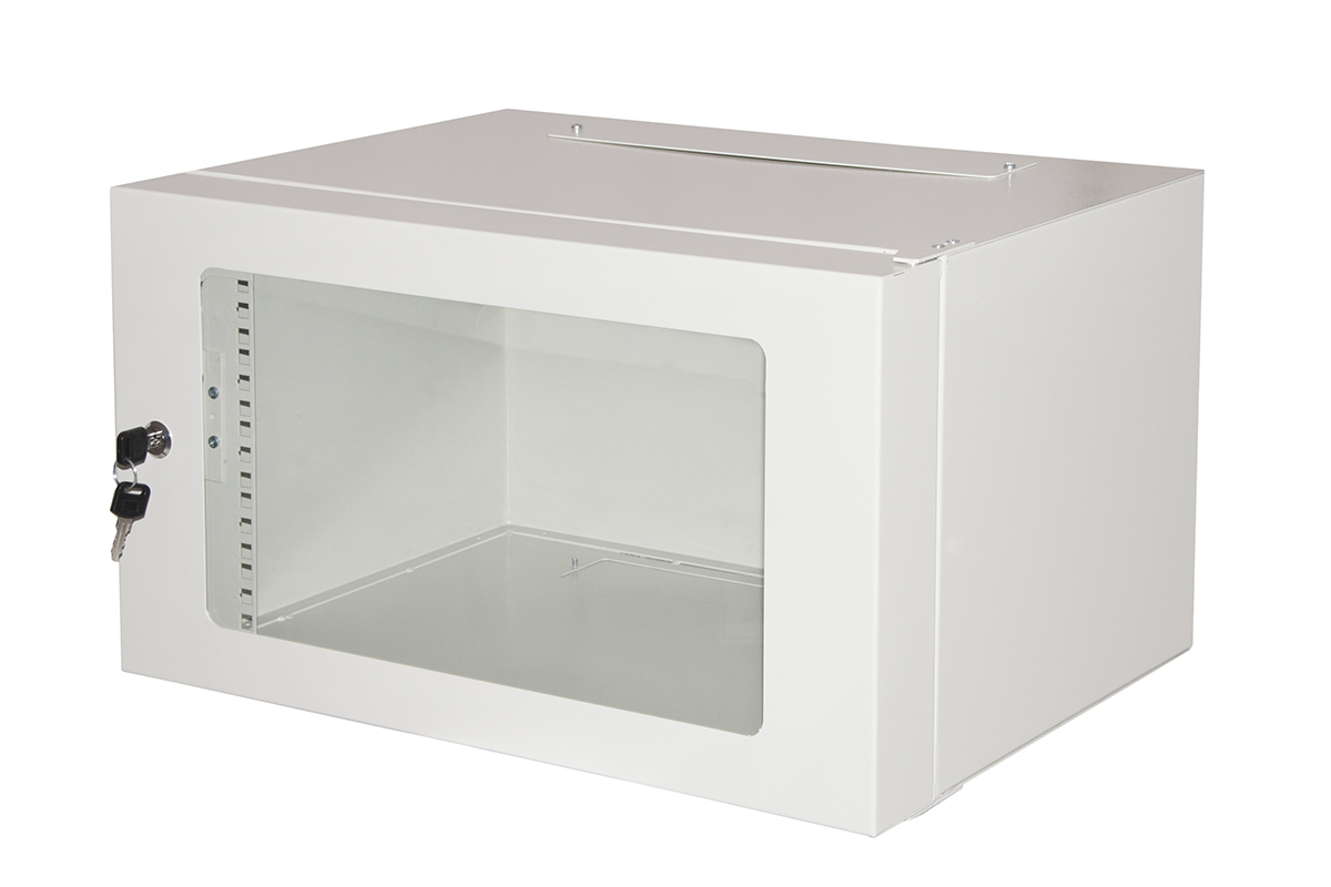 MK1906U30 - ARMADIO RACK 19 6U PROFONDITA' 360 MM COLORE GRIGIO PORTA IN VETRO