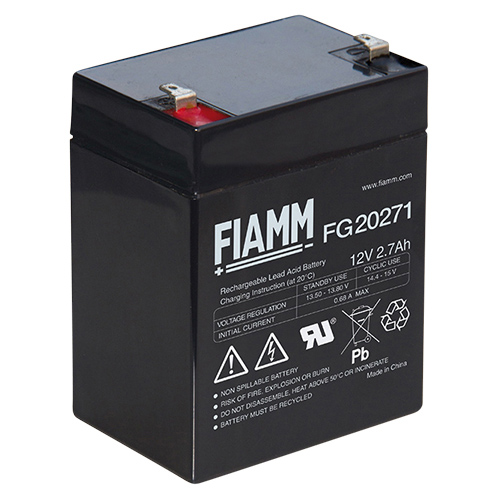 12V 2.7Ah rechargeable lead-acid battery with 4.8mm faston terminal FIAMM