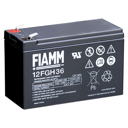 Rechargeable lead-acid battery 12V 9Ah with 6.3mm Faston terminal FIAMM