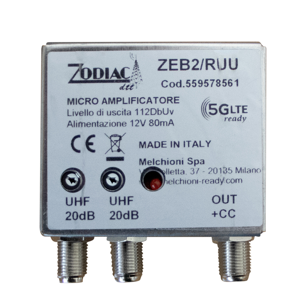 ZEB2RUU - 5G Free DVB-T2 Amplifier for Pole Mount with 2 UHF Band Inputs
