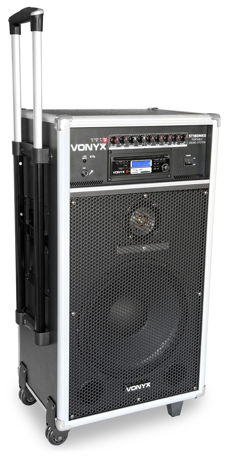 VONYX 170.013 ST180 PORTABLE S Portable system, with 2 uhf wireless microphones, mp3, bt and cd player, 450w power
