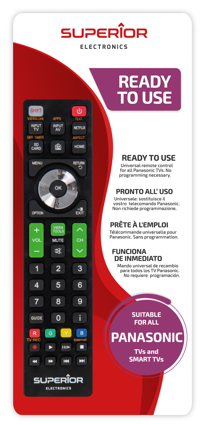 Telecomando per tv e smart tv panasonic costruiti dopo il 2000. SUP045