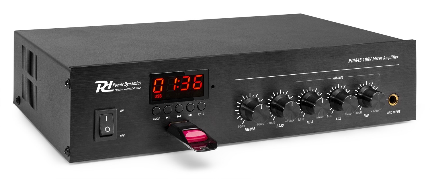 Amplificatore 45W 100V/4-16Ω con Bluetooth e USB PDM4