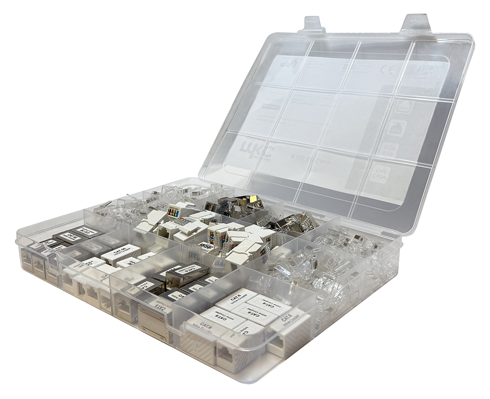 RJ45 Kit Case - Kit Valigetta accessori RJ45: Connettori passanti, prese Keystone e accoppiatori