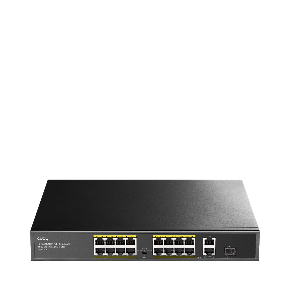 FS1018PS1 - 16-Port 10/100M PoE+ Switch with 2 Gigabit Uplink and 1 SFP Port 200W