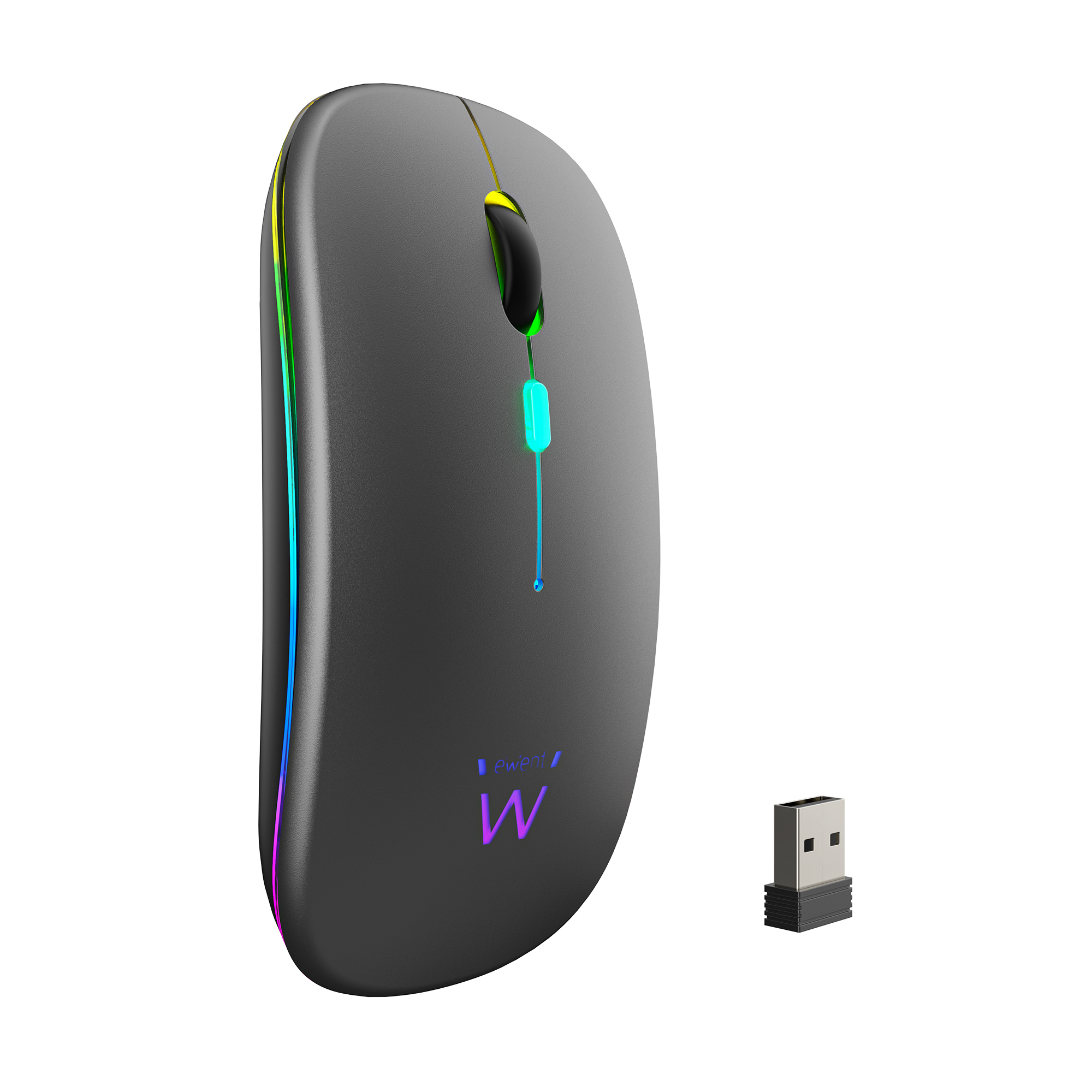 EW3242 - Rechargeable wireless mouse with dual connection, Bluetooth | 2.4 GHz, with RGB lighting