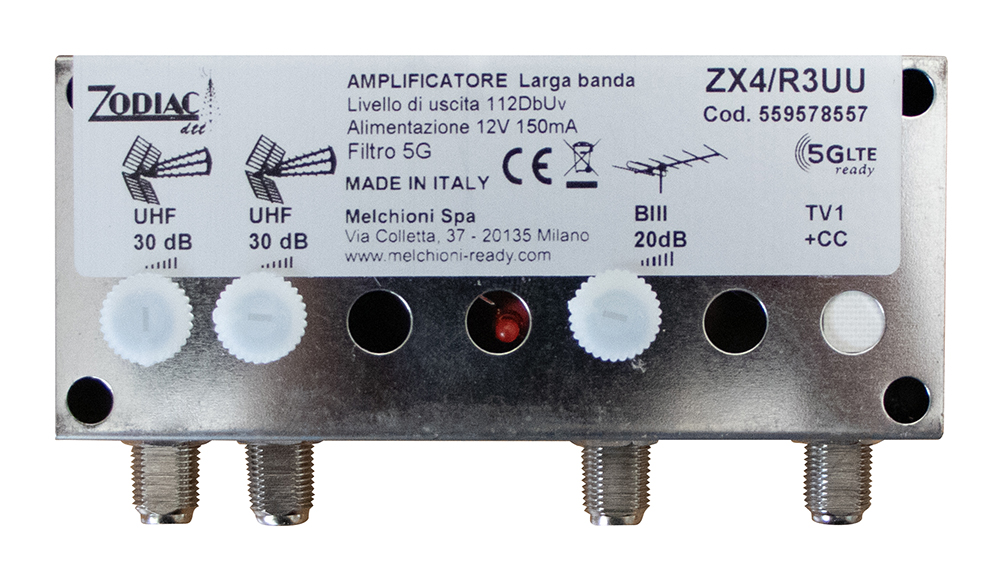 ZX4/R3UU - 5G Free DVB-T2 Mast Amplifier with 3 Inputs, Bands: III - UHF - UHF