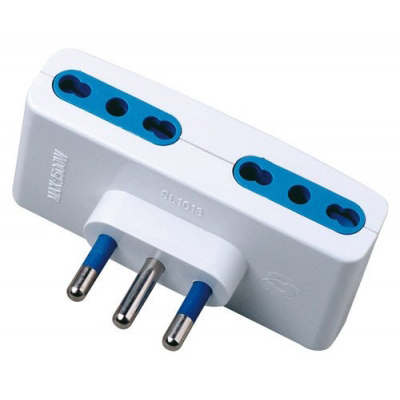 Adatt. di rete bianco spina 2p+t 16a-n4 prese bipasso 10/16a -conf. polybag MKC