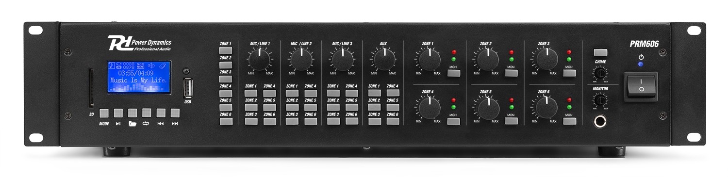 Amplificatore da 360W 6 zone 6 x 60W, 100V/8Ohm mod. PRM606