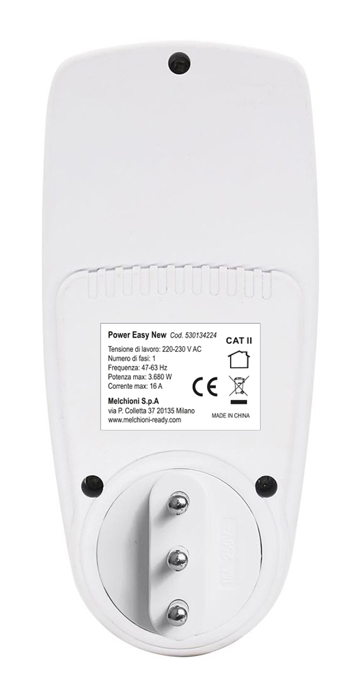 Misuratore di potenza 16A 230V con display LCD, Mod. POWER EASY NEW
