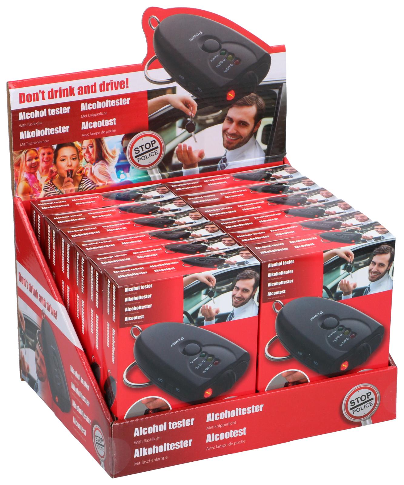 Etilometro con 3 livelli (verde-giallo-rosso) e funzione torcia (led) 86363