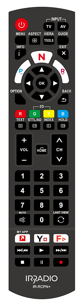 Telecomando dedicato compatibile con tutte le TV e SMART TV LCD/LED PANASONIC, Mod. IR-RCPN+