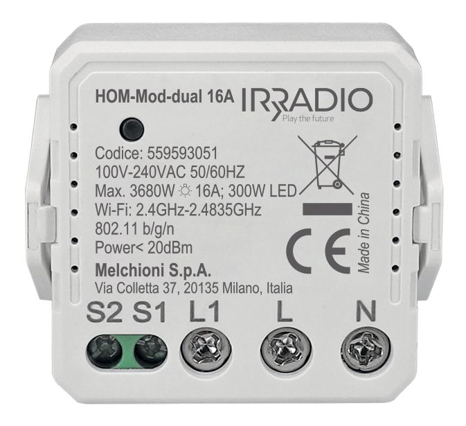 16A Flush-Mount Switch Module 1 Channel WiFi HOM-MOD-DUAL 16A