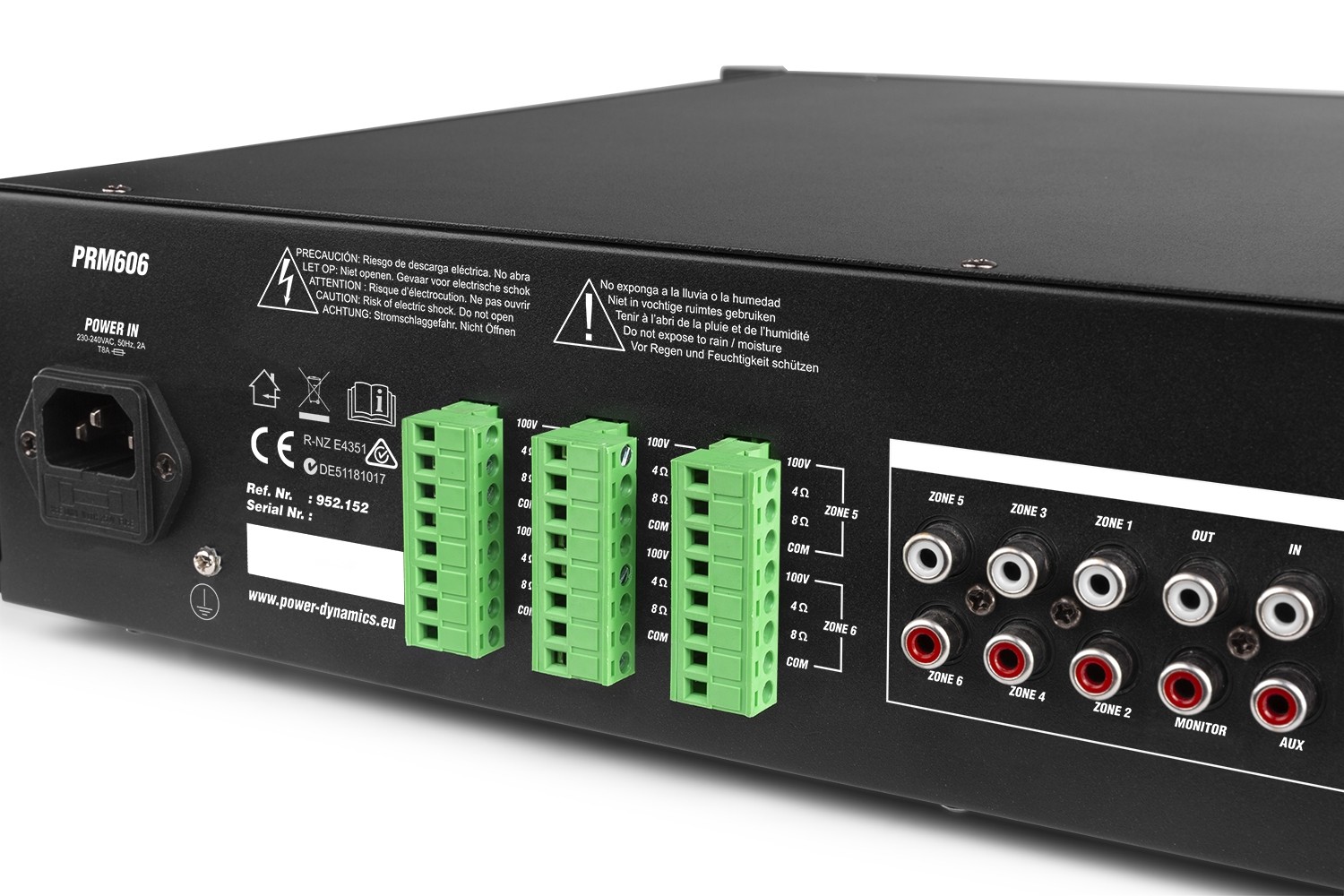 Amplificatore da 360W 6 zone 6 x 60W, 100V/8Ohm mod. PRM606