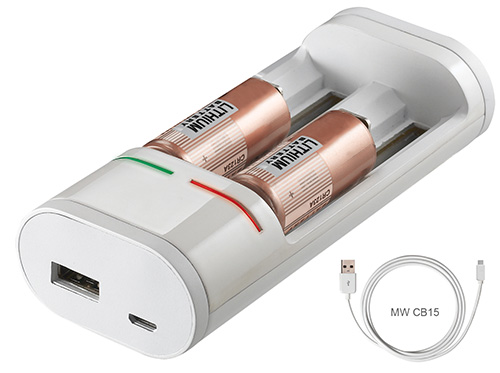 Caricabatterie per batterie ni-cd-ni-mh-litio tipo AAA AA MKC Power MKC-319