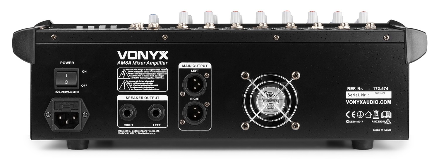 Mixer Audio a 8 canali con amplificatore e DSP / BT / SD / USB / MP3