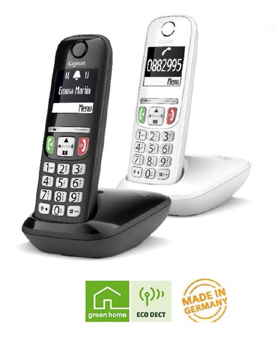 Gigaset DECT Cordless Phone with Large Buttons E270 - Black Color