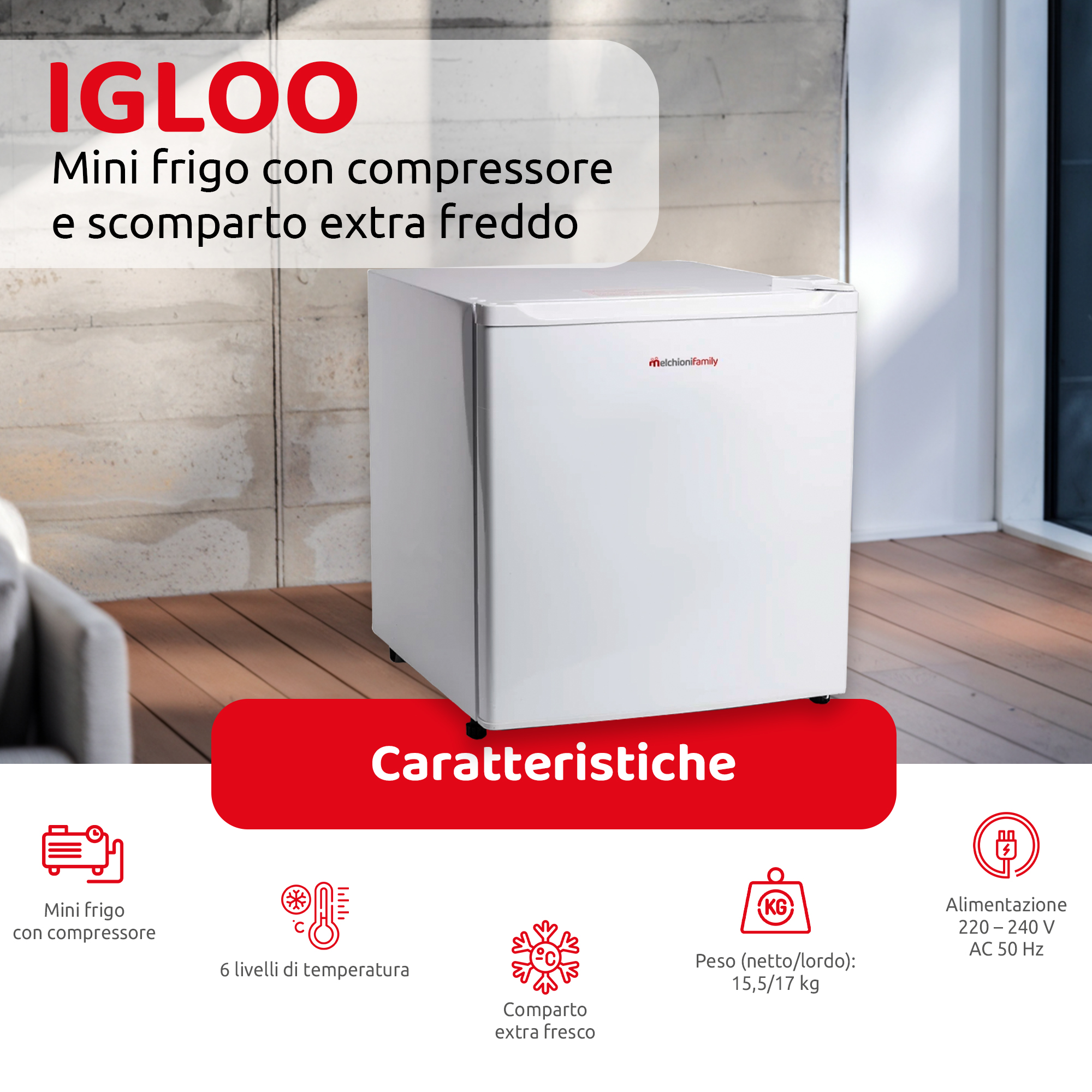 Minifrigo IGLOO - 46L con compressore bianco