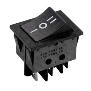 Bipolar Rocker Switch, On-Off-On Button, Black DE/2289H-C