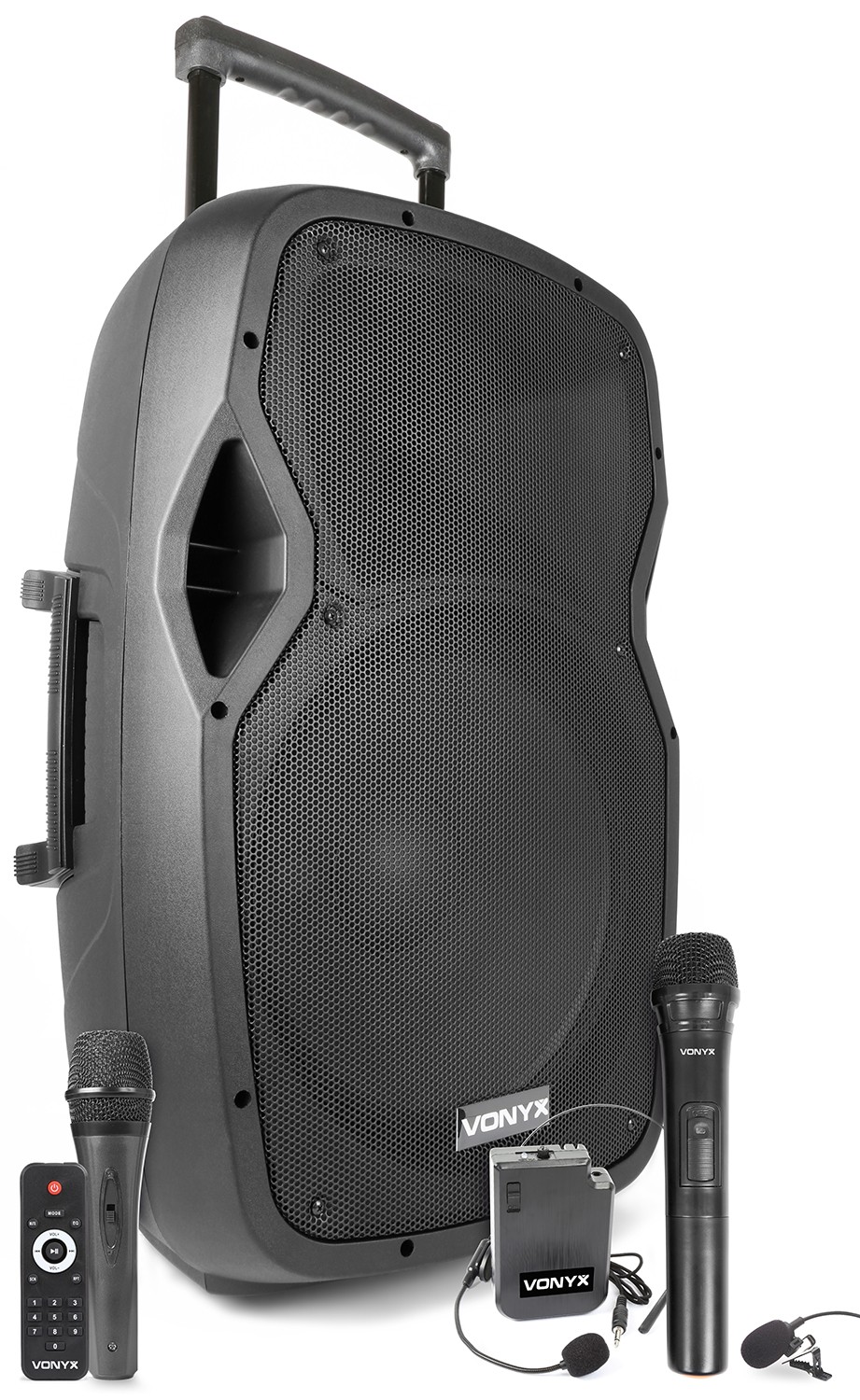 VONYX 550923426 Professional 15 "800w speaker with bt-usb-sd with 2 vhf radio microphone